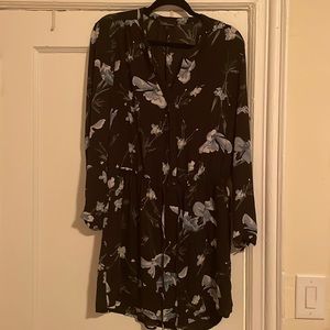 Black, sheer floral dress. Size large.
